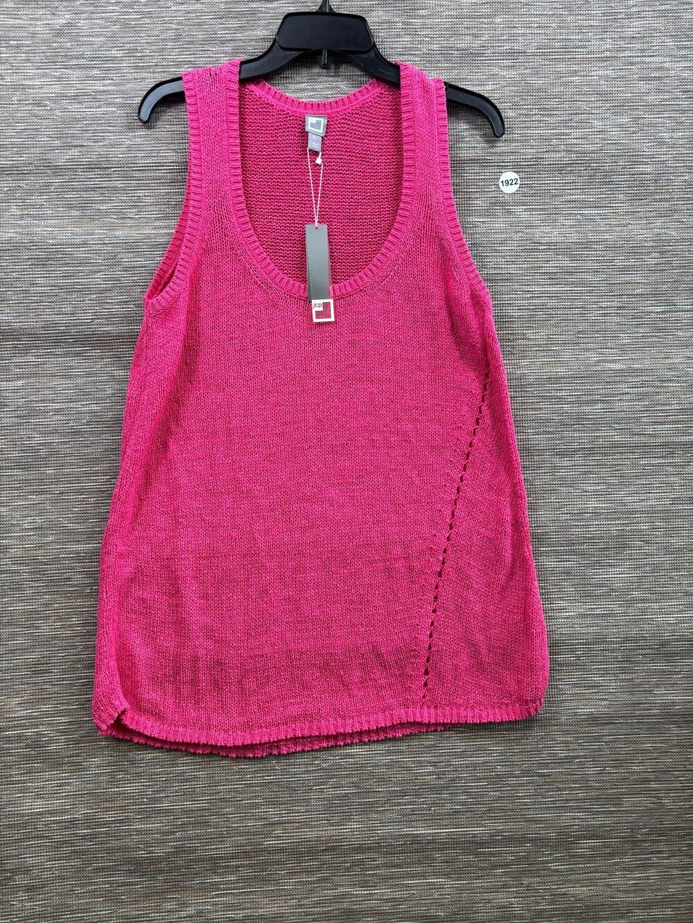Jcp Sweater Tank Top Womens XL Pink Open Knit Scoop Neck Sleeveless Summer Top